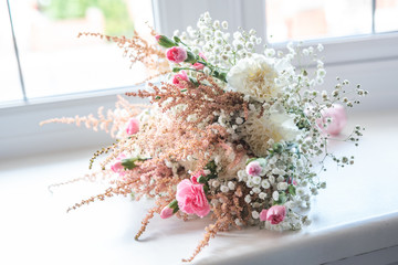 brides bouquet displayed before a wedding