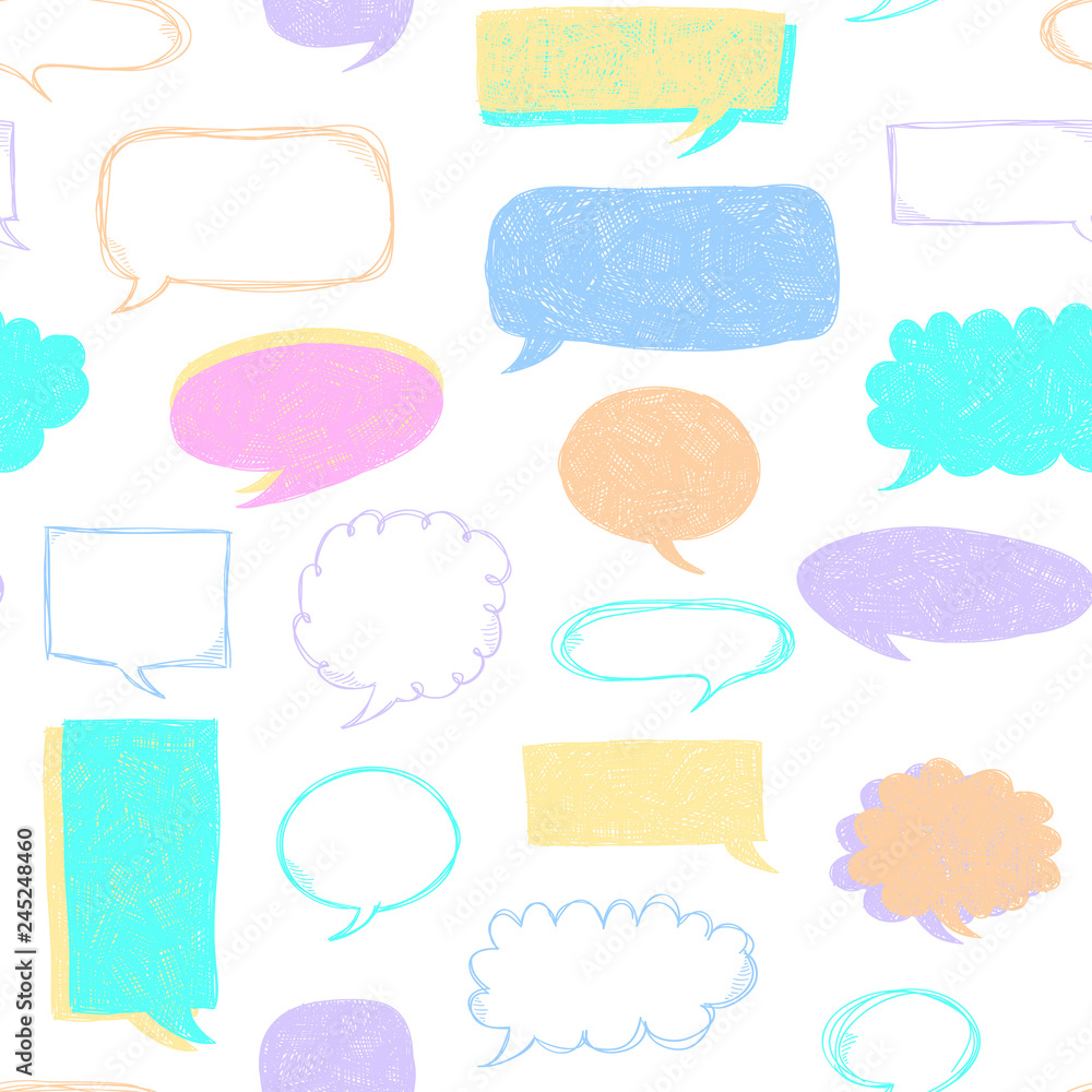 Aufkleber speech bubbles pattern. message frames. doodles background. scribble frames. sketch. hand drawn effe