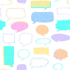 Speech bubbles pattern. Message frames. Doodles background. Scribble frames. Sketch. Hand drawn effect vector. Social media. Comics text. Chat. Dialog clouds.