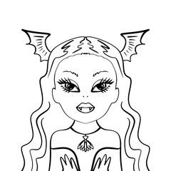 Girl monster art coloring, cutout paper toy. Fasion beautiful cartoon style