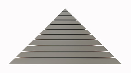 Silver pyramid isolated on white. 3D rendering