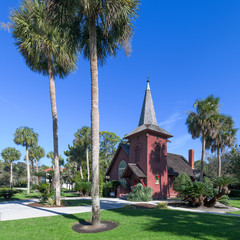 Exterior of the historic Faith Chapel on Jekyll Island, Georgia