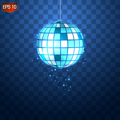 Fototapeta na wymiar Retro silver disco ball vector, shining club symbol of having fun, dancing, dj mixing, nostalgic party, entertainment.