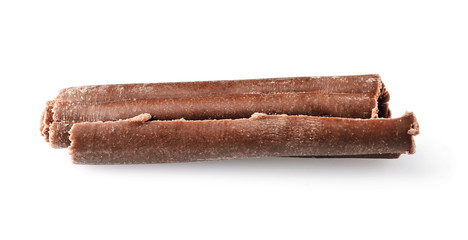 Curl of tasty chocolate on white background