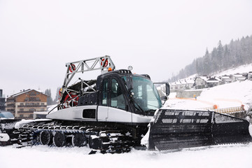 New modern snow plow at mountain resort