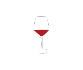 Red wine icon in a glass on a white background