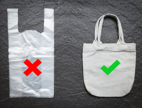 No Plastic Bag / Use Tote Bag Canvas Fabric Cloth Shopping Replace Say No To Plastic Bags