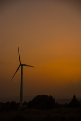 Windmill at golden sunset