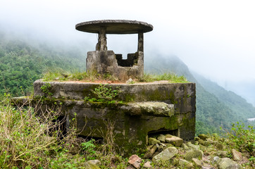 Defense tower in old war in Vietnam