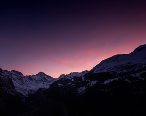Alpine glow sunet over the Jungfrau mountains of Switzerland