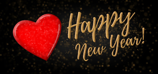 Happy New Year on sparkling background/panorama