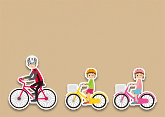 こちらを向いて自転車に乗る、自転車指導員と子ども達