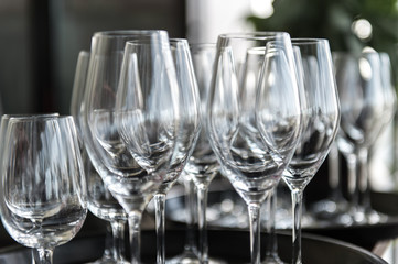 Empty glasses on a table