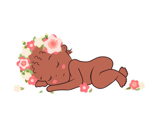 Cute lying ittle baby vector silhouette ilustration on white background