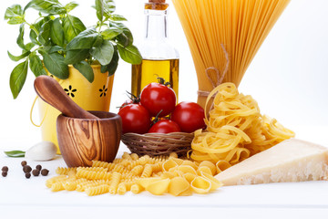 Raw ingredients for Italian pasta