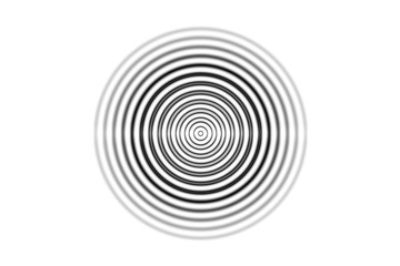 Abstract one black circle sound waves oscillating on white background