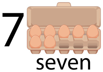 Seven eggs in carton