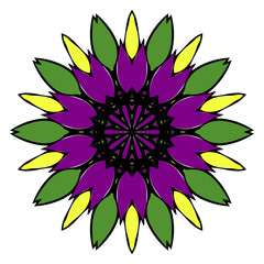 Pattern of mandala. Vector illustration. Modern Decorative floral color mandala. Decorative Cicle ornament. Floral design. Anti-stress therapy pattern.