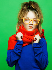 Portrait little fashion kid. Children's fashion concept.