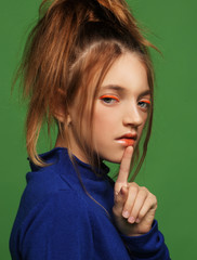 Portrait little fashion kid. Children's fashion concept.