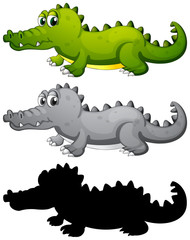 Set of crocodile character