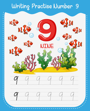 How to write number nine worksheet