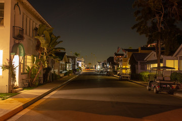 Fototapeta na wymiar Streets of Avalon, Catalina Island at night in December