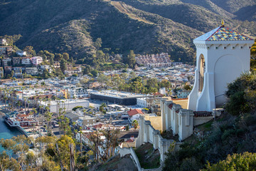 Historic belltower on Catalina Island, late afternoon