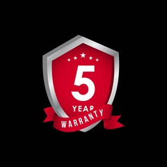 5 Year Warranty Vector Template Design Illustration