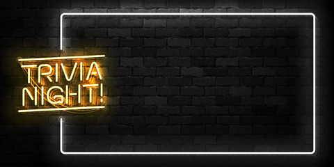 Vector realistic isolated neon sign of Trivia Night frame logo for template decoration and covering on the wall background.