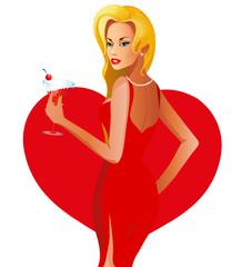 beautiful blonde woman, isolated on a white