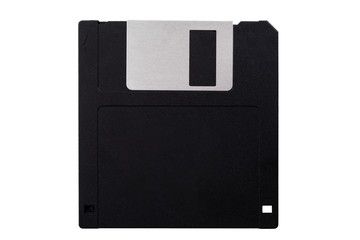 Obsolete data storage technology, retro digital medium and nostalgia concept with a tilted floppy...