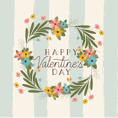 happy valentines day card with floral crown