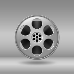 Reel with film on the white background.