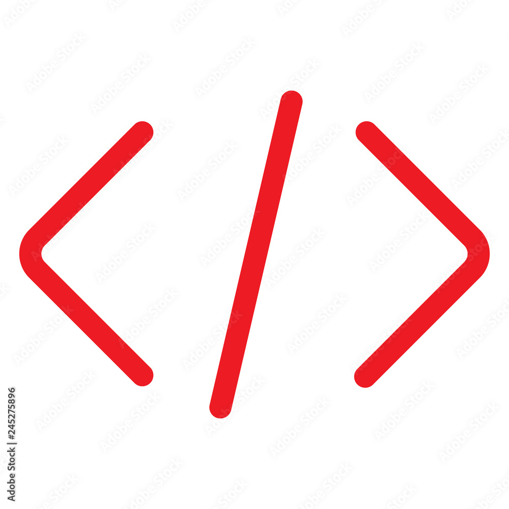 Poster red code icon on white background. flat style. red code icon for your web site design, logo, app, ui