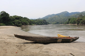 Canoe on the riverbank
