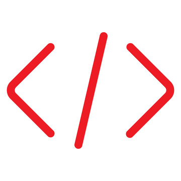 red code icon on white background. flat style. red code icon for your web site design, logo, app, UI. coding symbol. coding concept.