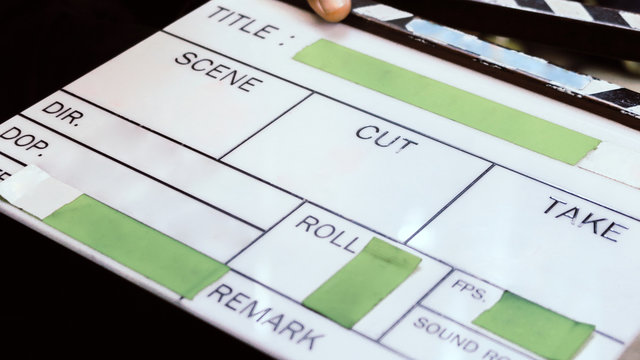 Movie production clapper board