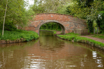 Fototapeta na wymiar Danson´s Farm bridge No 30 over the Llangollen Canal in Shropshire, UK
