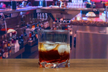 Americano cocktail in tumbler glass with ice