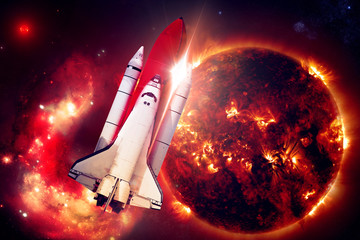 Rocket Ship in Space - Elements of this Image Furnished by NASA