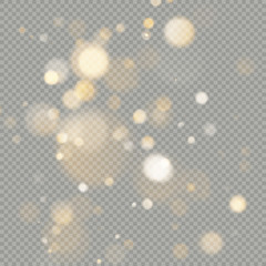 Effect of bokeh circles isolated on transparent background. Christmas glowing warm orange glitter element that can be used. EPS 10