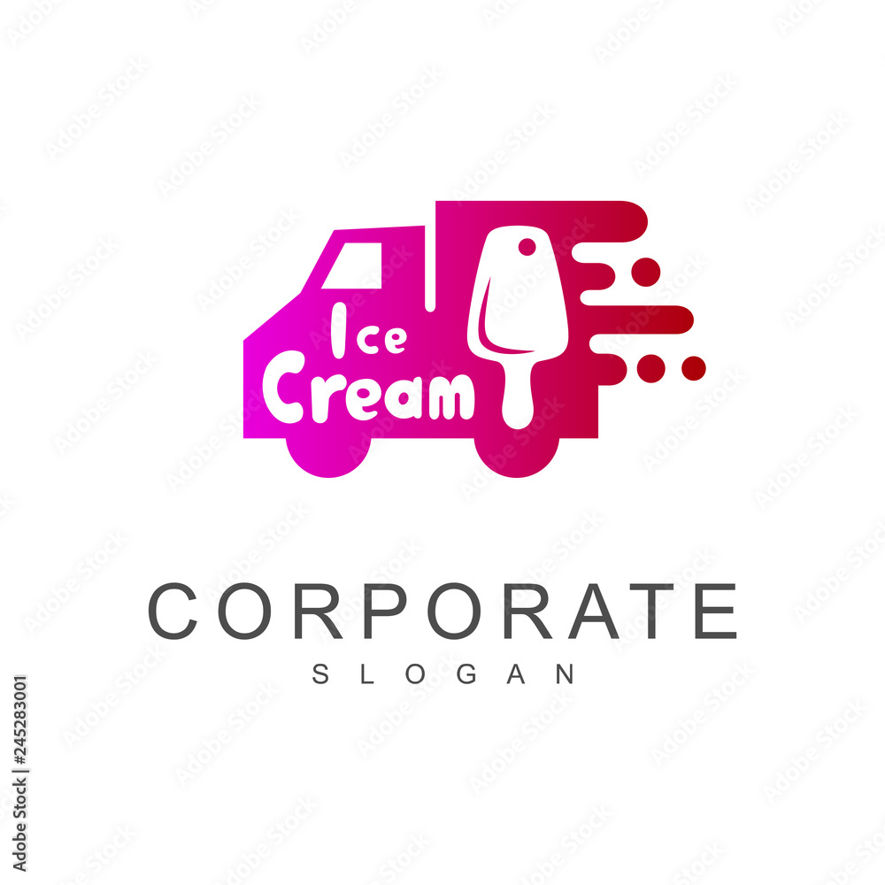 Wall mural ice cream truck logo design