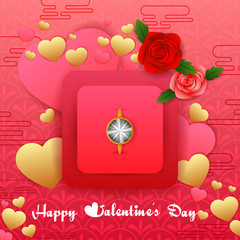 Naklejka premium Paper cut style Happy Valentine's Day greetings background