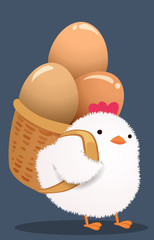 cute hen and chicks character design set vector illustration