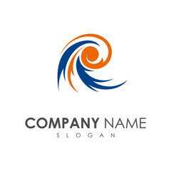 wave letter r logo design