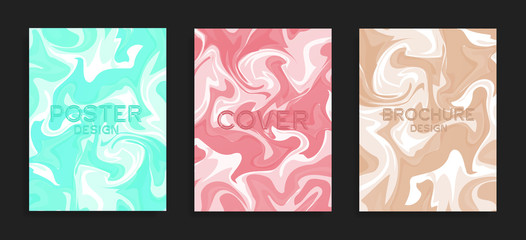 Modern cover templates. Liquid colors. Abstract marble background. Poster, brochure, trendy fashion design.