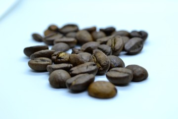 Coffee beans on white background