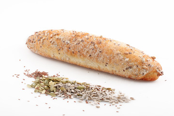 Baguette,bread,isolation,seeds,sunflower,linen,pumpkin,rye,baking,ingredient,yummy,organic,restaurant,breakfast,black,wheat,food,fresh,cereal,homemade,rich,vitamin,healthy,cuisine,cafe,lunch,dinner,ba