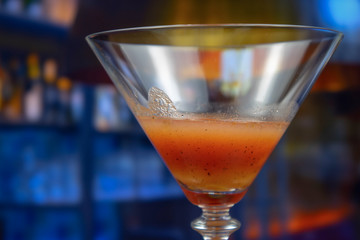 Oyster cocktail in martini glass